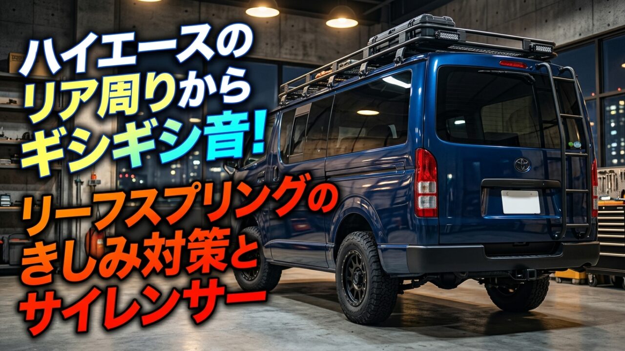 ハイエースのリア周りからギシギシ音！リーフスプリングのきしみ対策とサイレンサー
