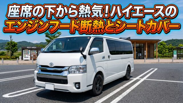 座席の下から熱気！ハイエースのエンジンフード断熱とシートカバー