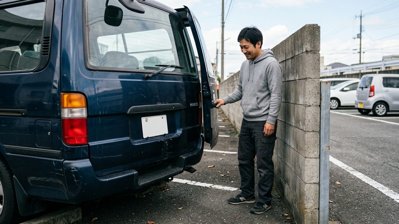 ハイエースの後ろが狭くて開かない！ダンパーストッパー後付けの使い勝手