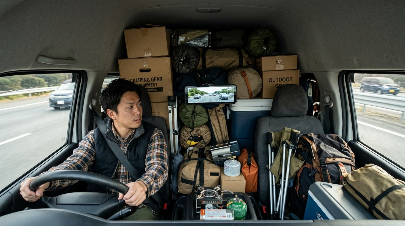 Toyota Hiace Cargo Fully Loaded and Digital Rearview Mirror Eliminating Blind Spots