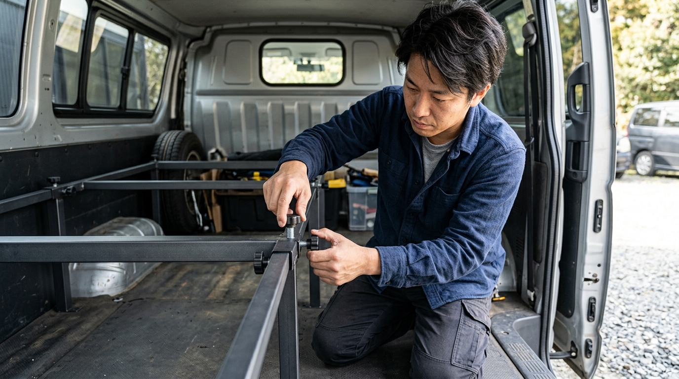 ハイエースのベッドキット自作で車検をクリアする設計手順とおすすめ構造