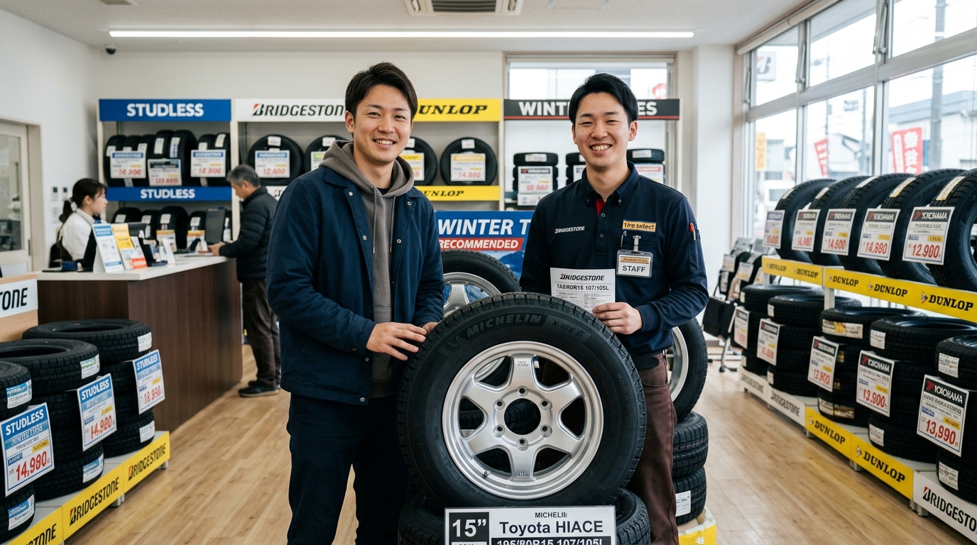 Comparing 15 inch and Plus Sized Studless Winter Tires for Toyota Hiace