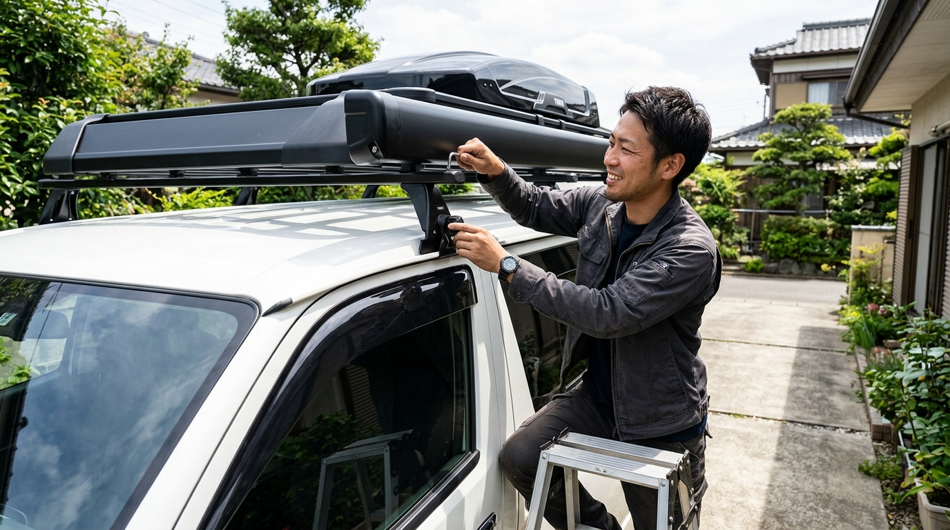 Installing and Adjusting Wind Fairing on Toyota Hiace Roof Carrier