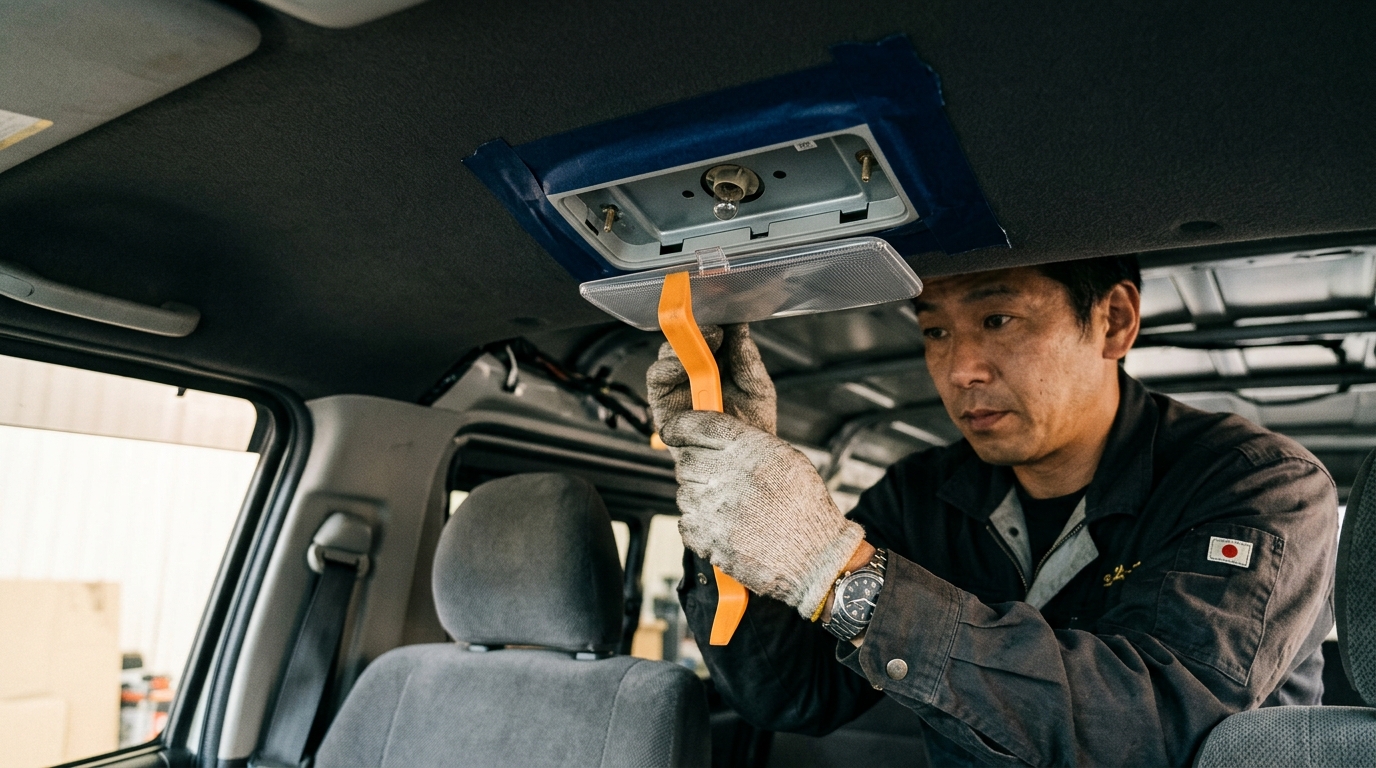 Step by Step Installation of LED Room Lamp inside Toyota Hiace Interior