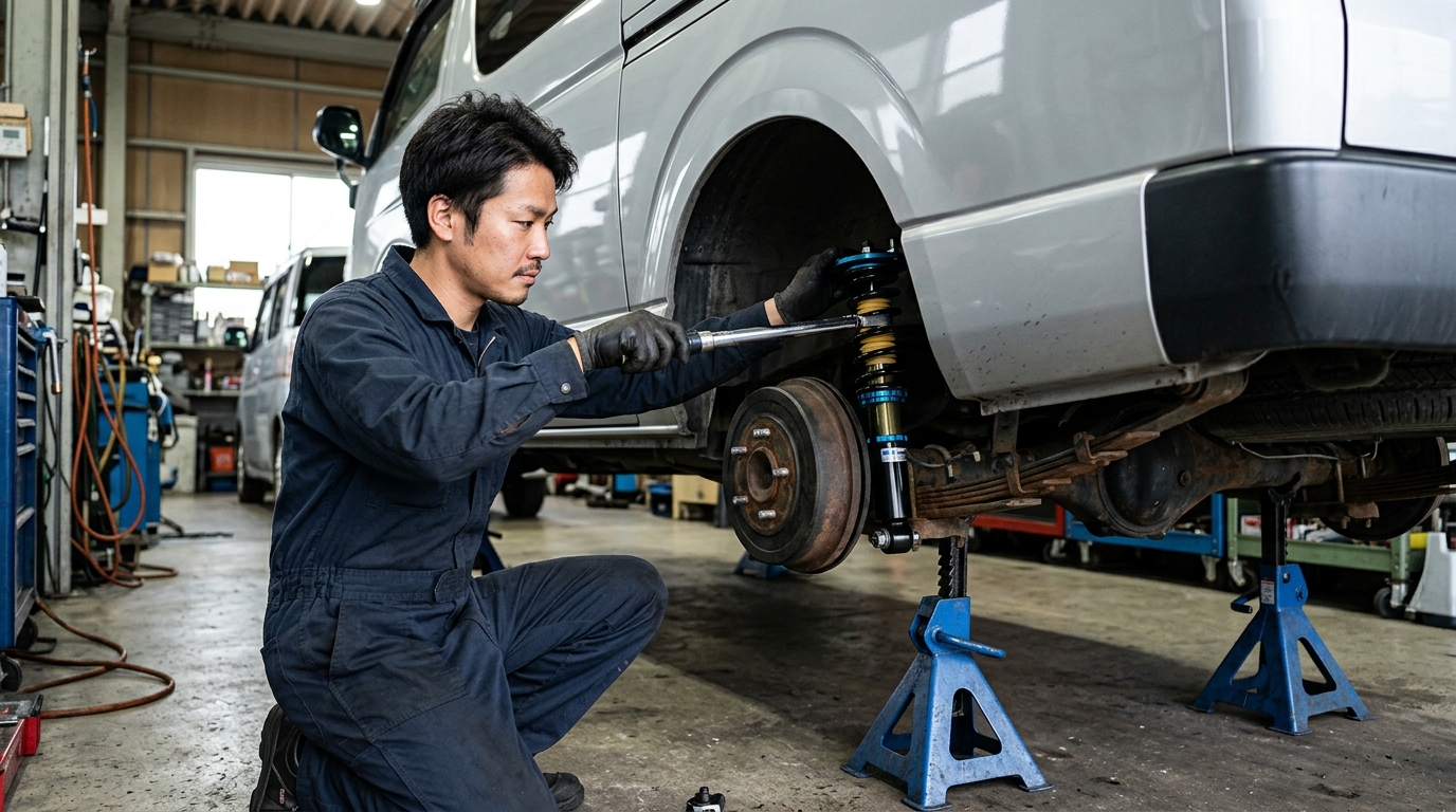 ハイエースのショックアブソーバー交換手順とおすすめパーツの費用