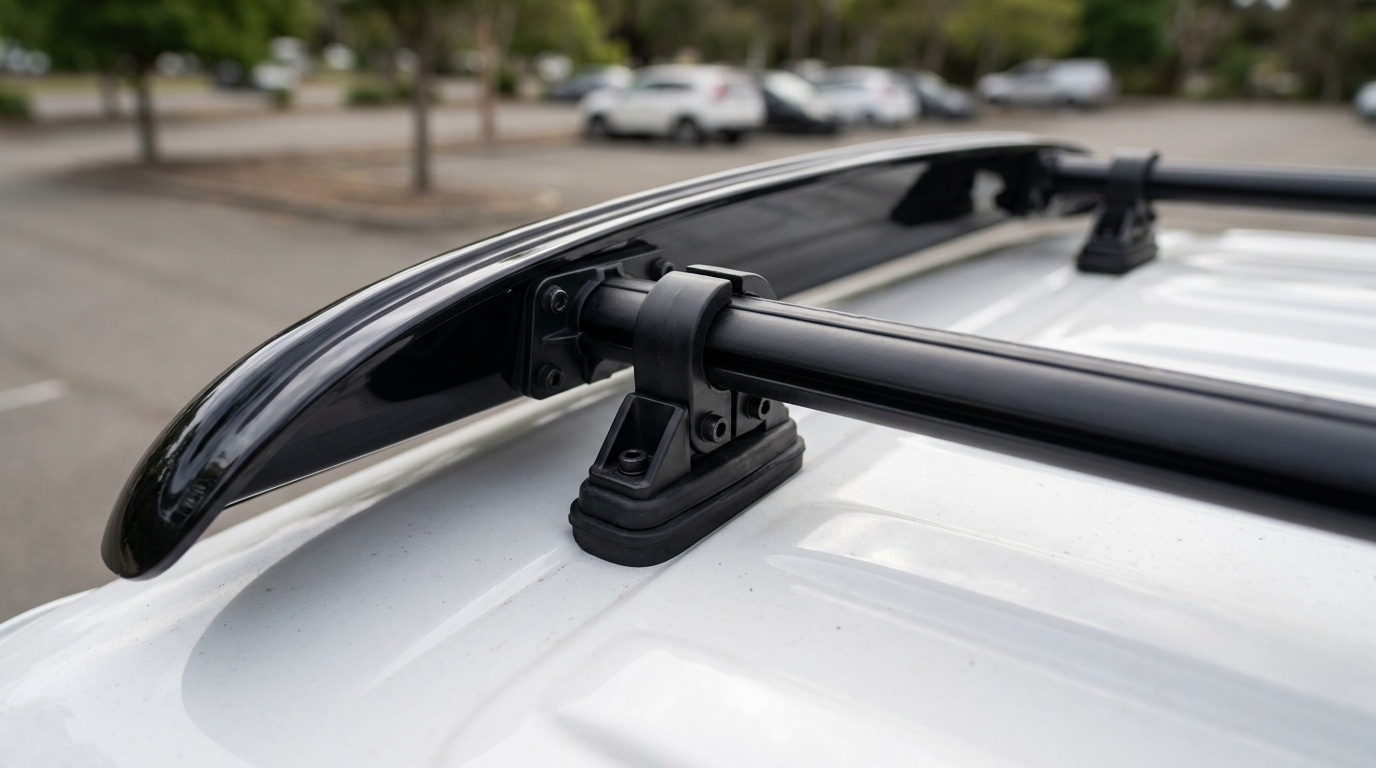 Close-up of Aerodynamic Wind Fairing on Vehicle Roof Rack