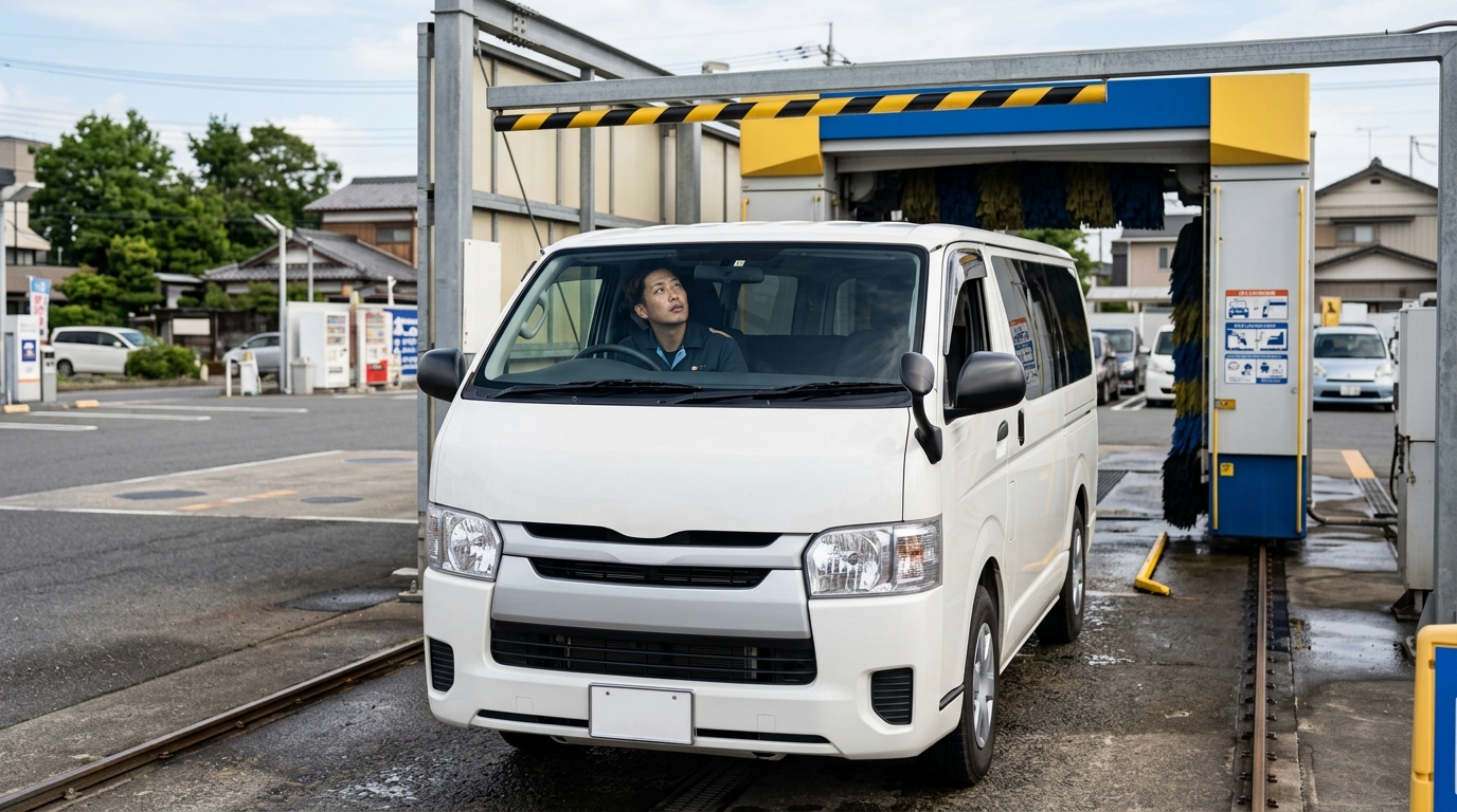 ハイエースは本当に洗車機に入る？サイズ制限の限界値と適合基準