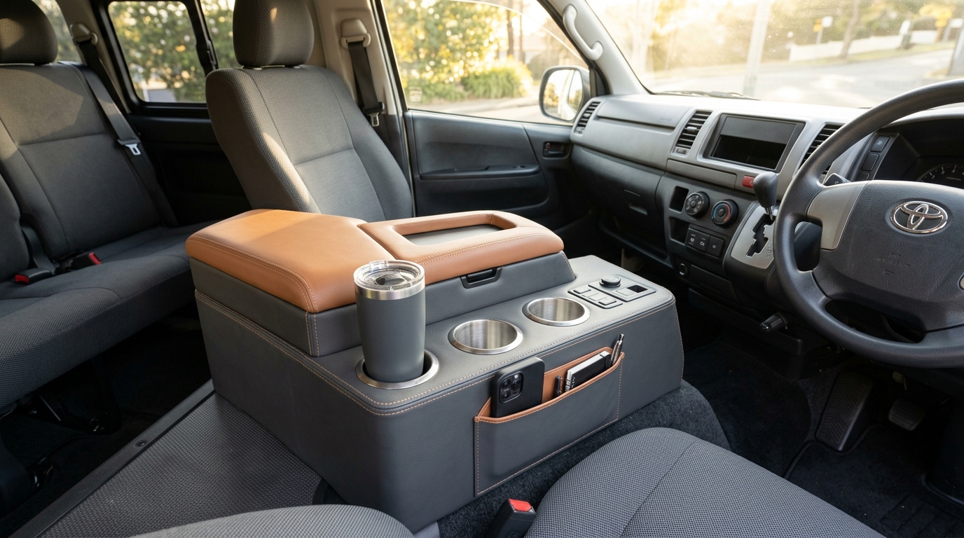 Toyota Hiace Custom Center Console Selection and Interior Storage Upgrade