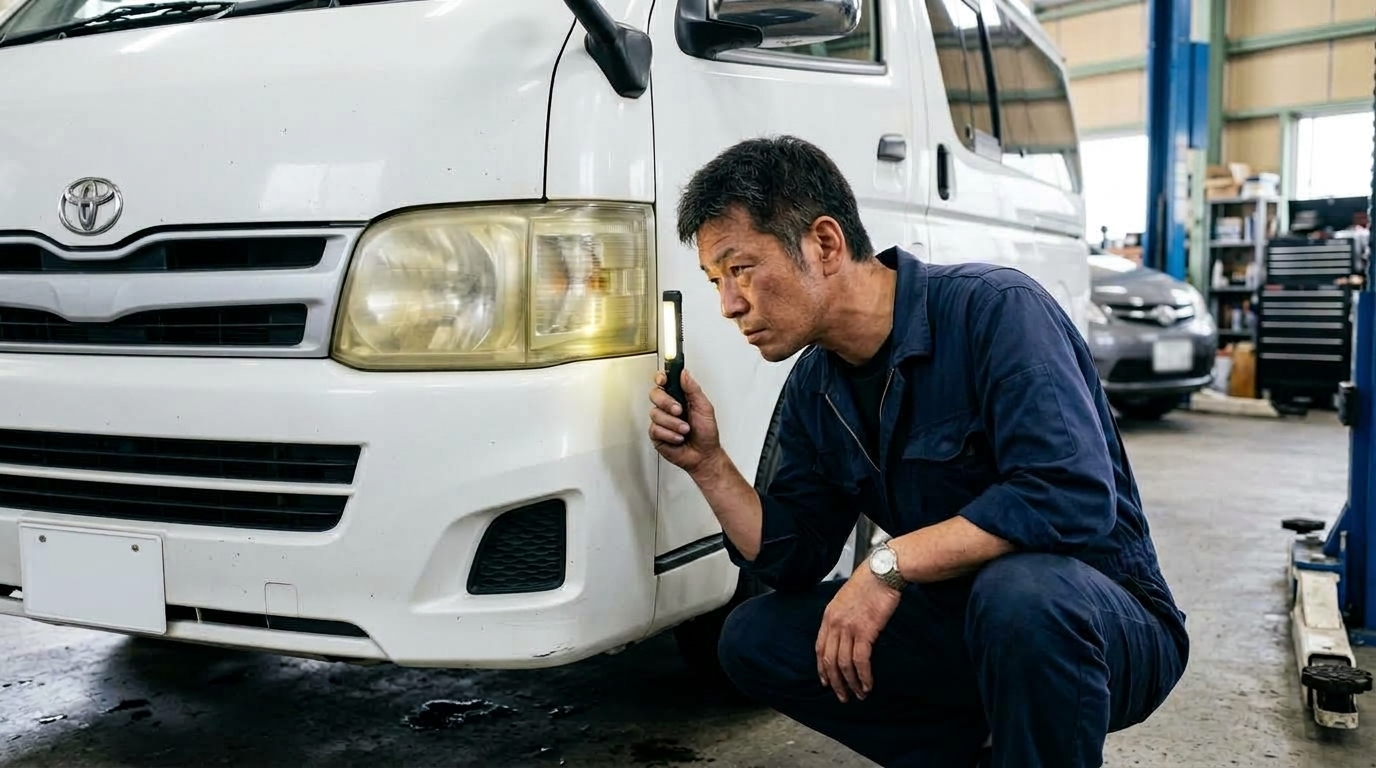Toyota Hiace Headlight Yellowing and Optical Inspection Standards
