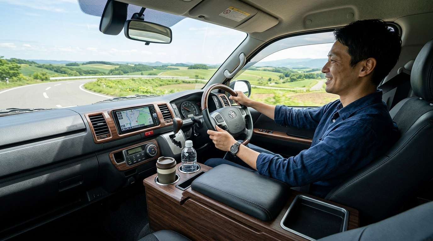 Summary of Toyota Hiace Custom Center Console Armrest and Interior Storage