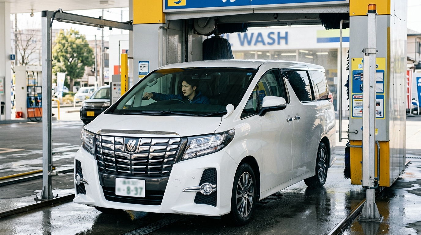 アルファードはガソリンスタンドの洗車機に入る?世代別サイズと制限の注意点