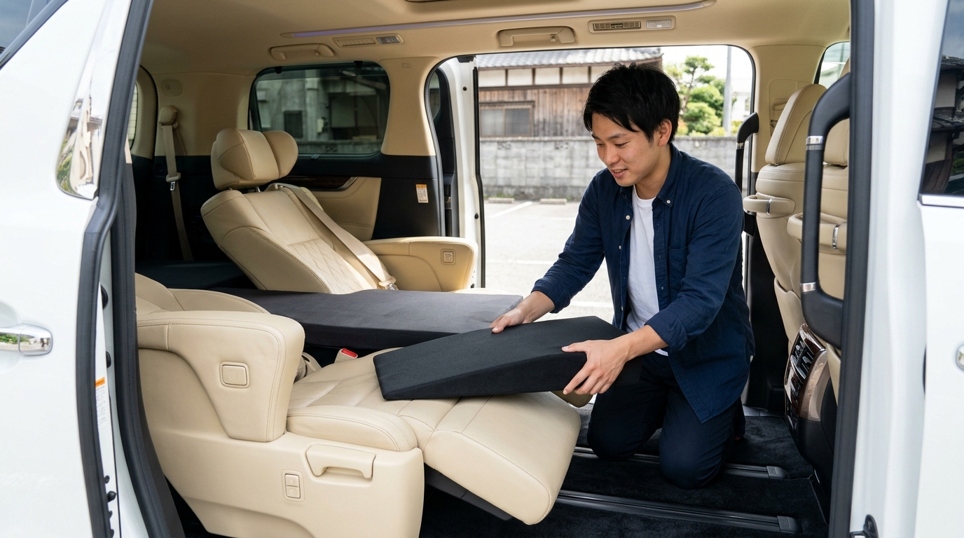 アルファード車中泊マットで段差をなくす基本 アルファード車中泊マットで段差をなくす基本