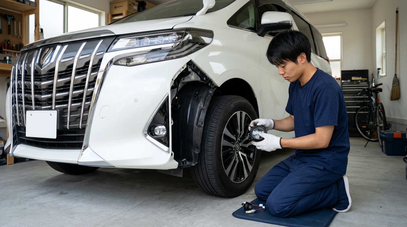 アルファードのフォグランプ2色LED交換と車検 アルファードのフォグランプ2色LED交換と車検